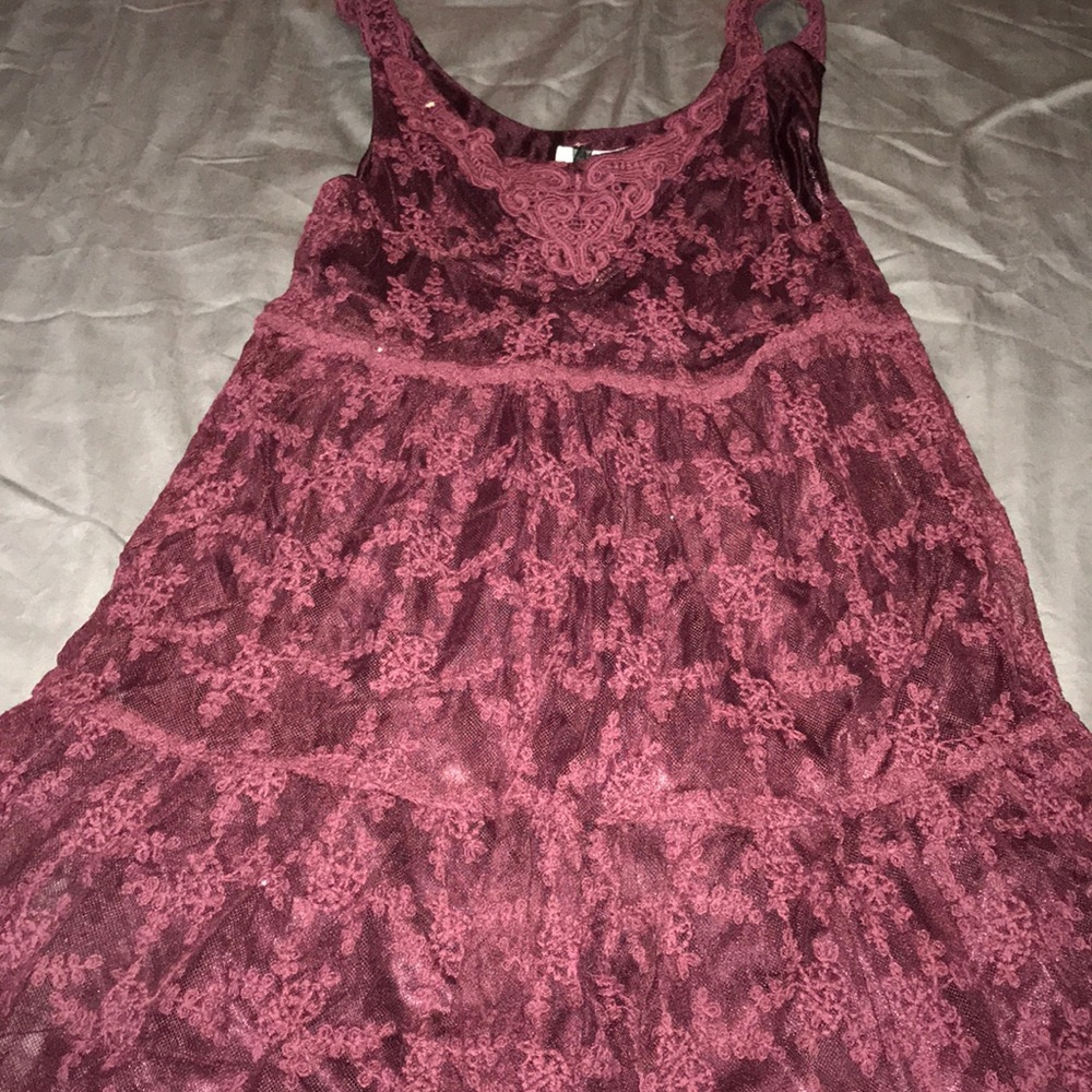 Girls lace wine colored dress